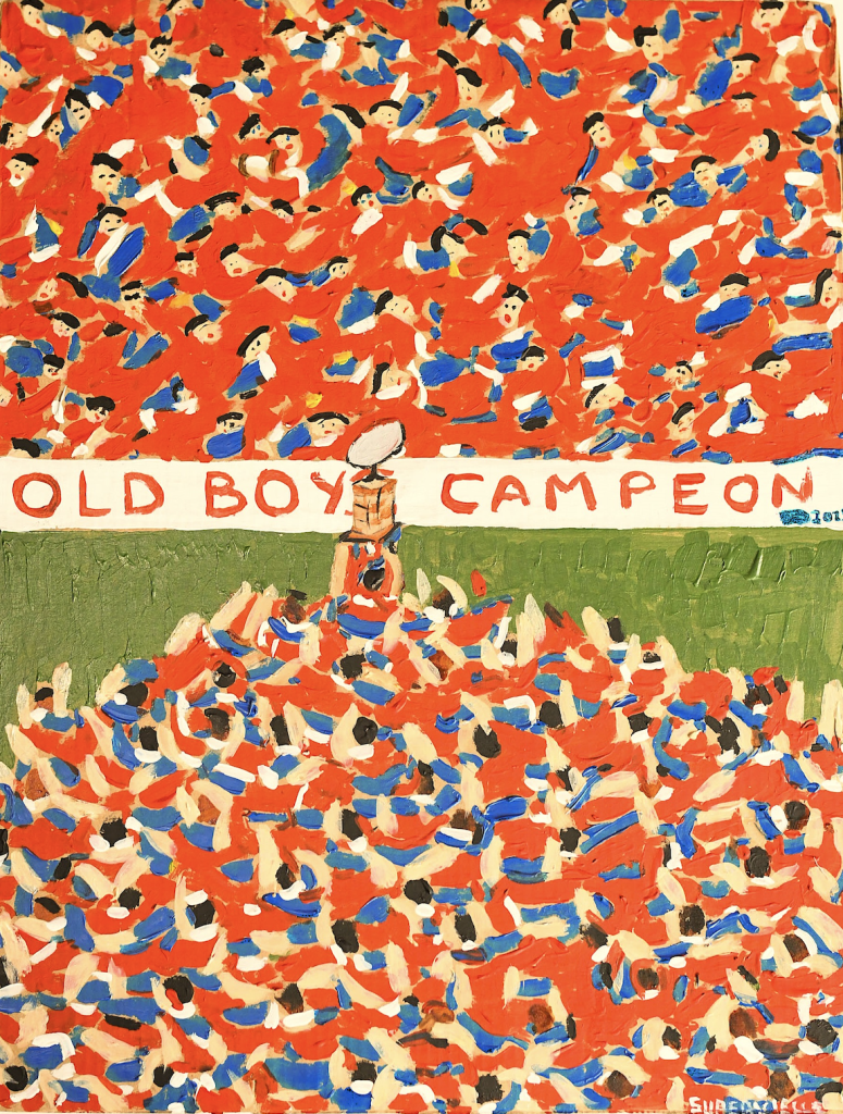 Old Boys Campeón Uruguayo 2025, acrílico sobre cartón, 30 x 25 cm, 2025. Donado